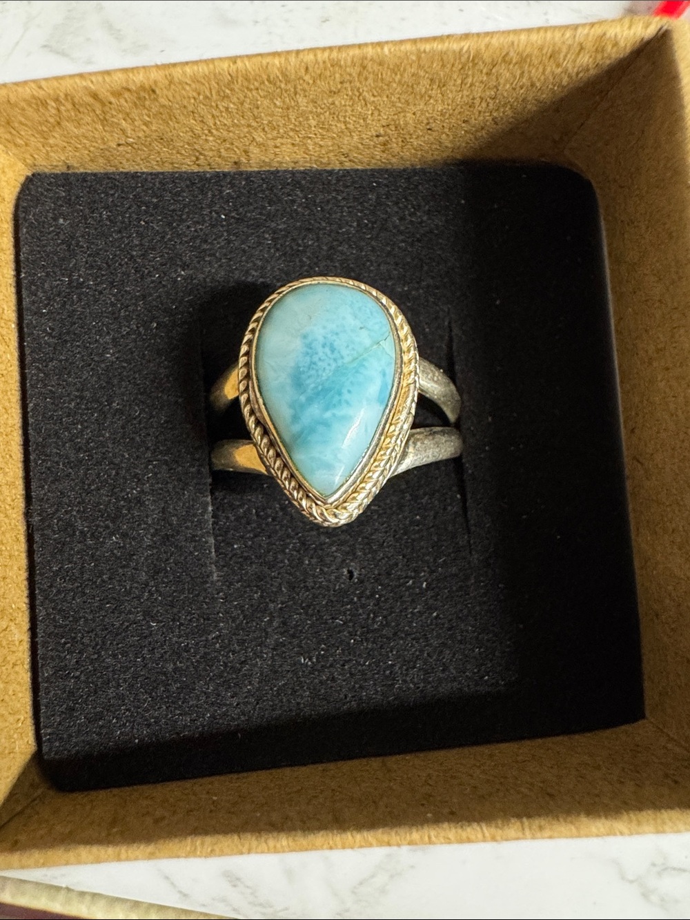 Sterling silver Teardrop Blue Stone Ring